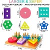 Wooden Shape Sorting and Stacking Toy Set, 24 Geometric Blocks with Word Cards for Toddlers 12+ Months - 2 of 4