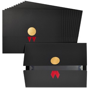 Paper Junkie 12 Pack Black Tri Fold Certificate Holders for Letter-Size 8.5 x 11, Graduation Folder, Diploma Cover, 12.5 x 9.2 In - 1 of 4