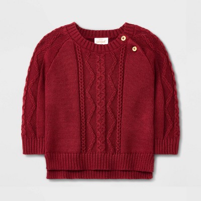 Baby Cable Pullover Sweater - Cat & Jack™ Maroon 0-3M