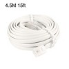 Unique Bargains Grey White RJ11 6P2C Modular Telephone Extenstion Cable 4.5M 15ft - 2 of 4