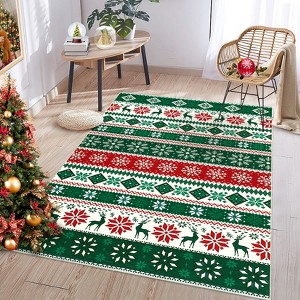 Christmas Area Rug Living Room, Washable Low Pile Non-Shedding Carpet for Living Room Bedroom - 1 of 4