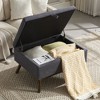 Okak Square Storage Ottoman Bench Coffee Table Wooden Legs Upgrade Large Capacity Upholstered Foot Rest for Living Room, Hallway,Bedroom, Gray - 2 of 4