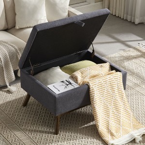 Grungis Microsuede Square Storage Benches with Safety Hinge,Modern Upholstered Storage Ottoman,Storage Ottoman Benches for Living Room,Bedroom - 1 of 4