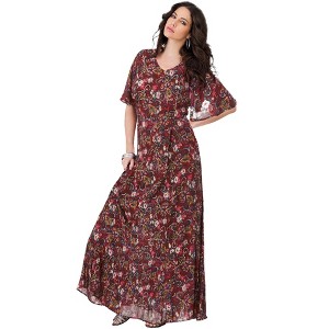 Roaman's Women's Plus Size Flutter Sleeve Crinkle Dress - 1 of 4