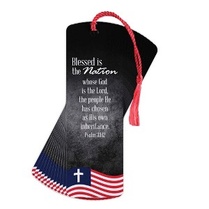 Dicksons BKMTL-477 Patriotic Blessed is The Nation Red, White, and Blue 2 x 6 Inch Paper and Tassel Place Keeper Bookmark Pack of 12 - 1 of 2