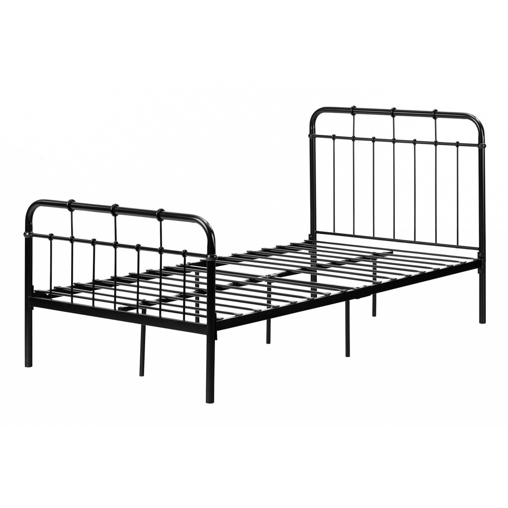 Photos - Bed Frame Vito Metal Complete Kids' Bed Pure Black - South Shore