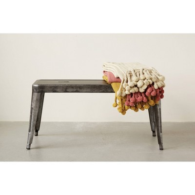 Sleek 40'' Galvanized Metal Bench in Grey and Brown