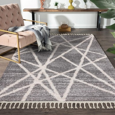 Luxe Weavers Geometric Fringed Shag Area Rug