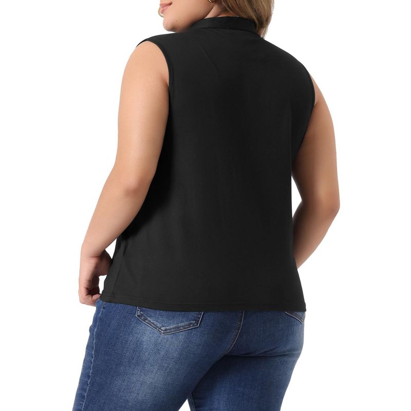 Agnes Orinda Women's Plus Size Regular Fit V Neck Sleeveless Work Summer Blouses, 4 of 6
