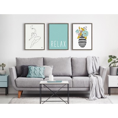 Relax Pale Teal Motivational Quote Canvas Print, 18x24