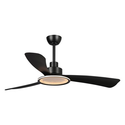 Parrot Uncle 52" Matte Black Indoor Integrated LED 3-Blade Ceiling Fan, Modern