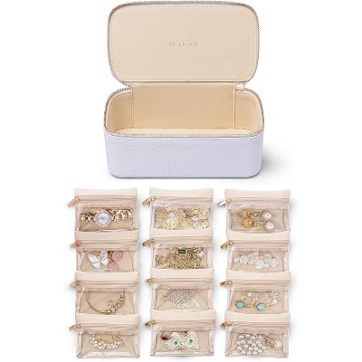 6-Piece Travel Jewelry Pouch Set, Clear Velvet Zipper Bags for Organized Storage, Gift for Women & Girls