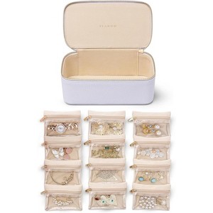 6-Piece Travel Jewelry Pouch Set, Clear Velvet Zipper Bags for Organized Storage, Gift for Women & Girls - 1 of 4