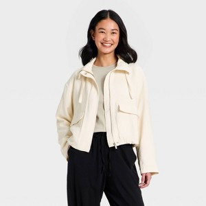 アウター　ホワイト Women's Full Zipped Modern Gauze Jacket - A New Day™ White L : Target