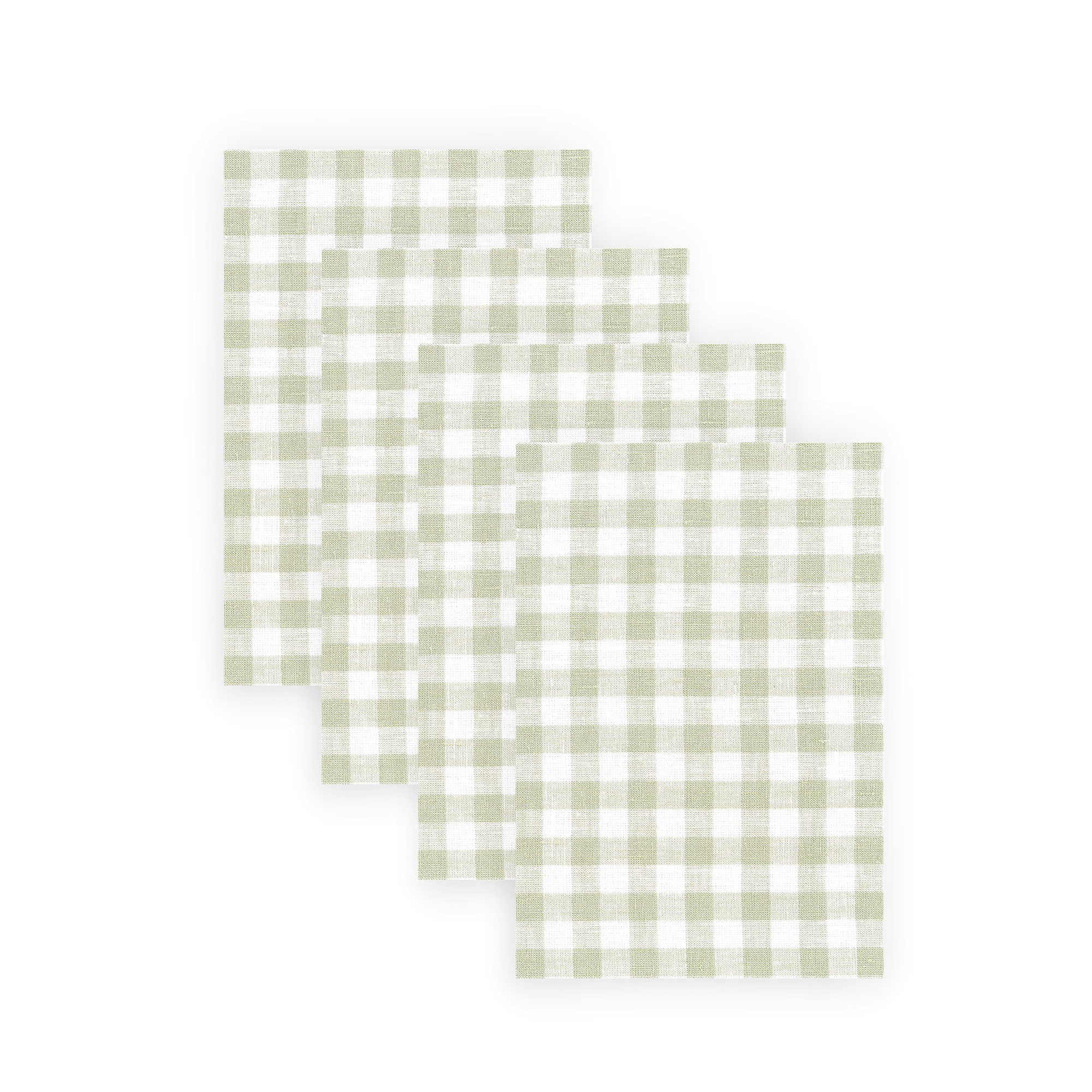 Solino Home Linen Gingham Check Sage Dinner Napkins Set of 4, 20 x 20 Inches