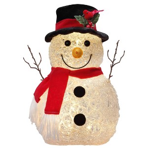 Haute Decor 13" Prelit Spun Acrylic Snowman - 1 of 4