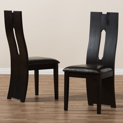 Alani Contemporary Dark Brown Faux Leather & Wood Dining Chair Set