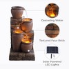 Teamson Home 30.71" 4-Tier Cascading Bowl Solar Powered Polyresin Waterfall Fountain: Outdoor LED, Faux Brick Design - 2 of 4