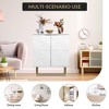 Storage Cabinet, Modern Accent Cabinet with 2 Embossed Lozenge Pattern Doors, Decorative Storage Sideboard for Living Room, Dining Room & Kitchen - 4 of 4