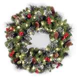 National Tree Company Pre-Lit Artificial 24in. Crestwood(R) Spruce Wreath with Battery Operated Warm White LED Lights