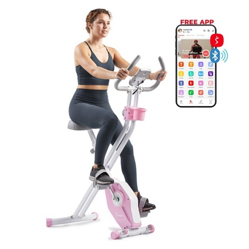 Sunny Health Fitness Foldable Magnetic X bike Pro Exercise Bike With Bluetooth Pink Target