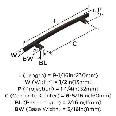Oil-Rubbed Bronze 6-5/16 Inches Bar Pull with Mounting Hardware