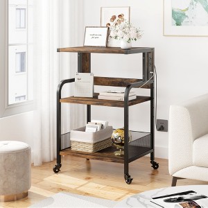 3-Tier Rolling Printer Stand with Power Outlets, Heavy Duty Utility Storage Cart – Mobile Printer Stand with Adjustable Shelves for Home and Office - 1 of 4