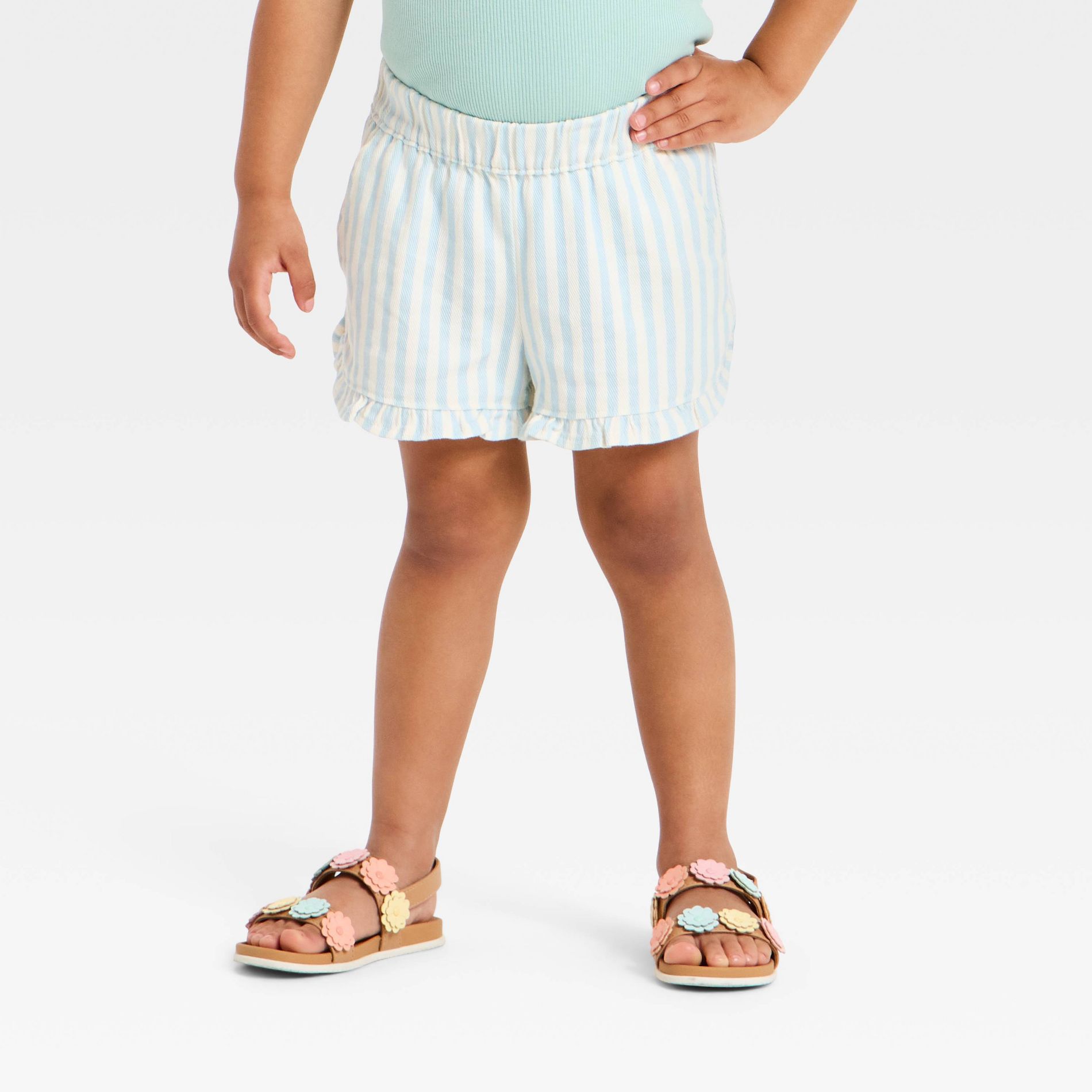 Toddler Girls' Striped Twill Shorts - Cat & Jack™ Blue