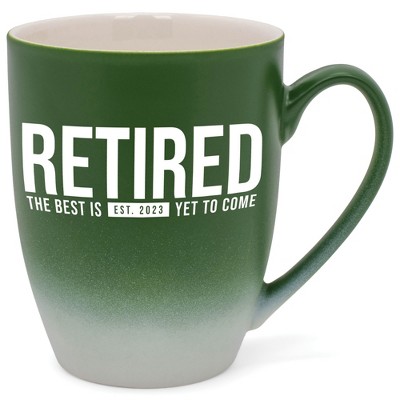Elanze Designs Retired The Best Yet To Come Est 2023 Two Toned Ombre Matte Green and White 12 ounce Ceramic Stoneware Coffee Cup Mug