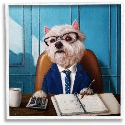 Stupell Industries Office Worker Terrier Dog Framed Giclee Art