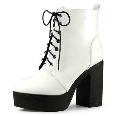 White boots 2025 with black heel