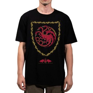House Of The Dragon Targaryen Shield Adult Black Heavyweight Oversized T-shirt - 1 of 2
