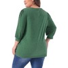 Agnes Orinda Women's Plus Size 3/4 Sleeve V-Neck Button Decor Solid Casual Blouses - 4 of 4