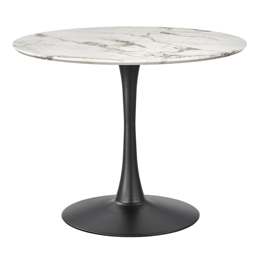 Photos - Dining Table Kavitt Round  Marble/Black - Angelo:Home