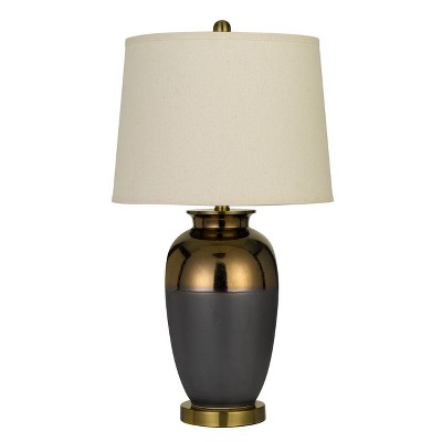 27.5" Cantanzaro Copper Glazed Ceramic Table Lamp with Hardback Fabric Shade Copper Glaze - Cal Lighting