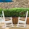 Outsunny 2 Pc Outdoor Rocking Chair, Traditional Slatted Porch Rocker with Armrests, Waterproof HDPE, White - 2 of 4