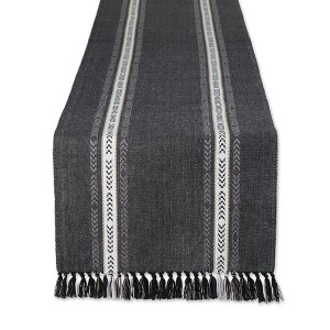 Design Imports Dobby Striped Fringe Ribbed Table Runner - 1 of 4