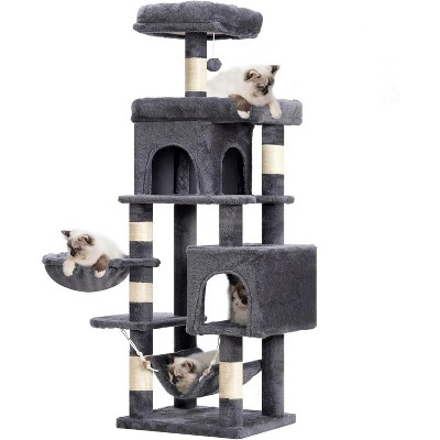 Cat Tree with Large Platform, Multi-Level Cat Tower with 2 Caves, Cat Condo with 6 Sisal Scratching Posts, Top Perch and Hammock
