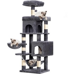 Cat Tree with Large Platform, Multi-Level Cat Tower with 2 Caves, Cat Condo with 6 Sisal Scratching Posts, Top Perch and Hammock - 1 of 4