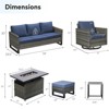 Buenhomino Outdoor Wicker Patio Furniture Set with 43" Propane Fire Pit, Swivel Patio Chairs Set with Sofa Couch, Fire Pit Table and Ottoman - 4 of 4