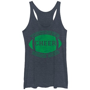 Women's CHIN UP Football Touchdown Cheer Drink Beer Racerback Tank Top - 1 of 3