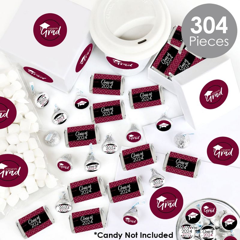 Big Dot of Happiness 2024 Maroon Graduation Party Candy Favor Sticker Kit - 304 Pieces, 2 of 9