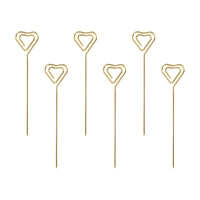 Unique Bargains Stainless Steel Reusable Drink Appetizer Heart Shape Head Cocktail Picks 5" 6 Pcs