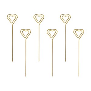 Unique Bargains Stainless Steel Reusable Drink Appetizer Heart Shape Head Cocktail Picks 5" 6 Pcs - 1 of 4