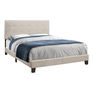 Queen Size Platform Bed with Upholstered Headboard for Bedroom - 1 of 4