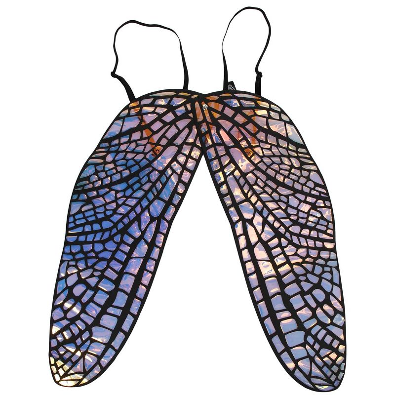 HalloweenCostumes.com   Large Holographic Fairy Wings, Black/Blue/Yellow, 2 of 3