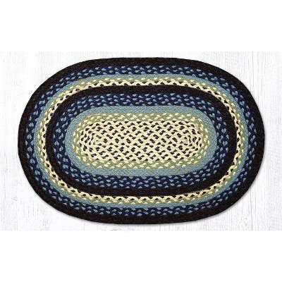 Earth Rugs Oval Braided Rug – Blueberry & Cream Hand-Woven Jute Rug for Rustic Farmhouse Decor