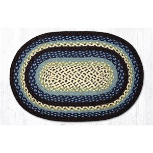 Earth Rugs Oval Braided Rug – Blueberry & Cream Hand-Woven Jute Rug for Rustic Farmhouse Decor - 1 of 1