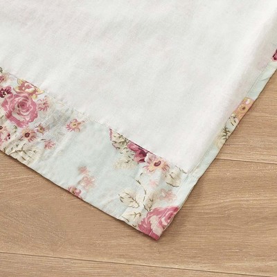 Antique Rose Floral Cotton Window Valance, Blue