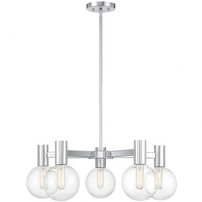 Wright Chrome 5-Light Chandelier with Clear Glass Shades
